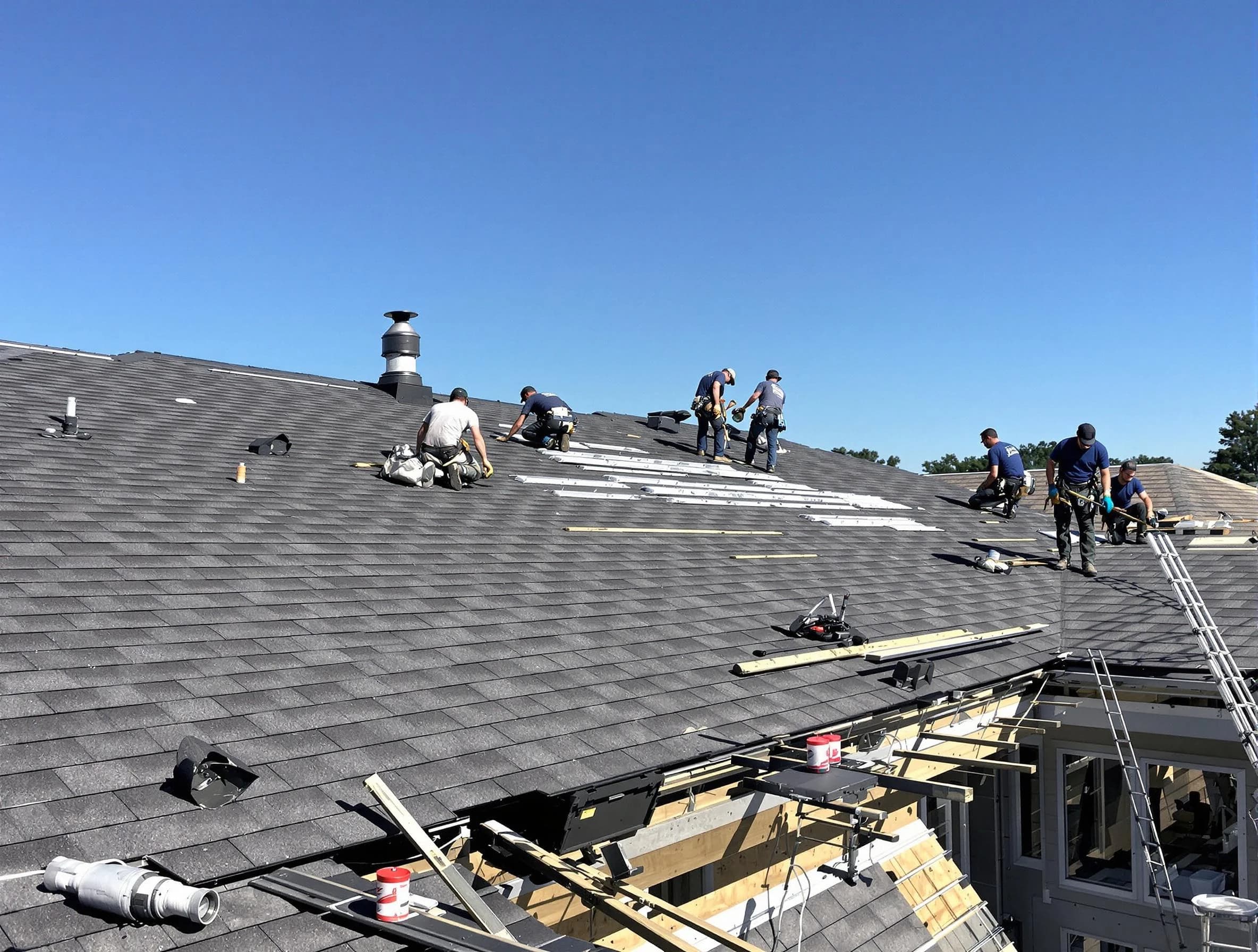 Westlake Roofing Company experts performing roof installation in Westlake, OH