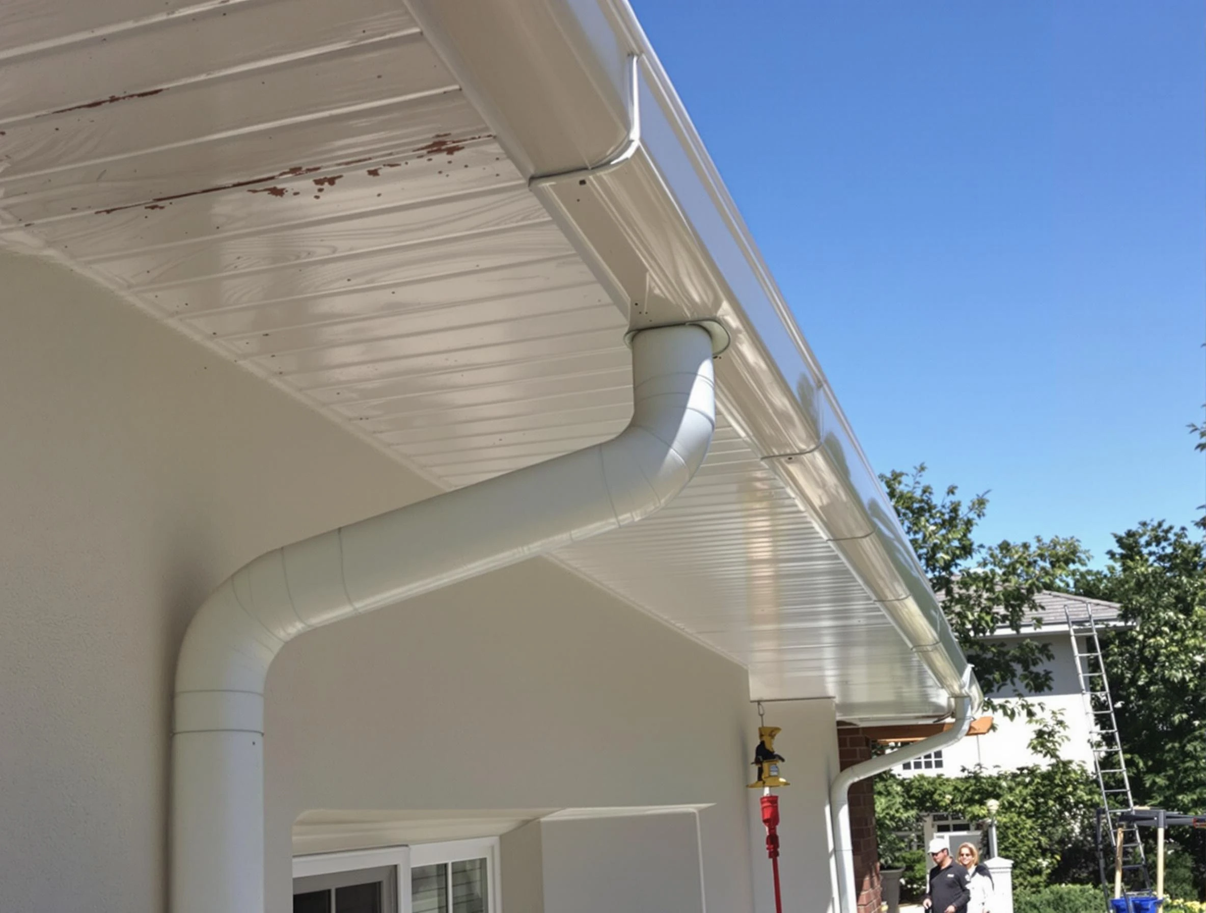 On-site seamless gutter fabrication by Westlake Roofing Company in Westlake, OH